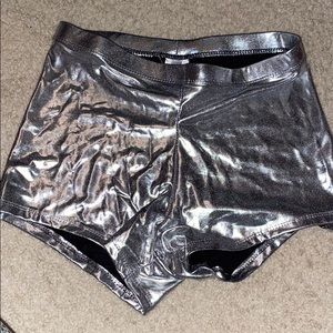 Silver spandex shorts worn for Halloween